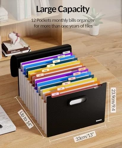 Sooez Accordion File Organizer 13-Pocket Letter Size | Durable Pink Pastels with Deeper Pockets thumbnail 4
