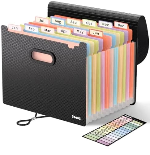 Sooez Accordion File Organizer 13-Pocket Letter Size | Deeper Pockets Keep Index Tabs Visible thumbnail 1