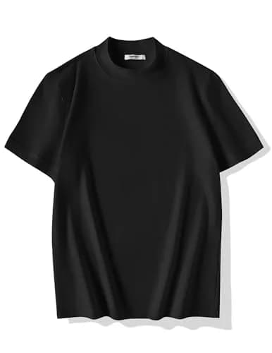 COOFANDY Heavy Weight Cotton Mock Turtleneck for Men Short Sleeve | Casual & Versatile thumbnail 4