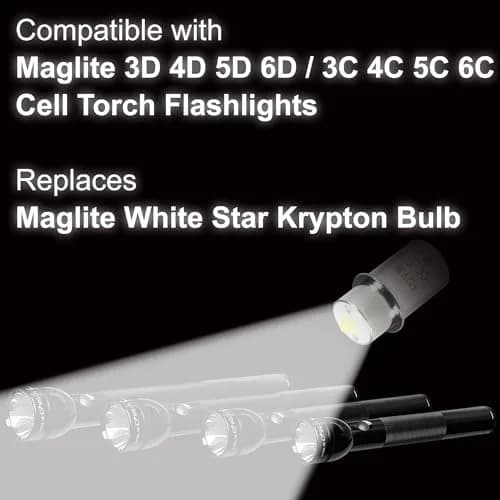 HQRP 10-Pack High Power 3W LED Bulb Compatible with Maglite 3D 4D 5D 6D / 3C 4C 5C 6C / 3-4-5-6 D/C Cell Torch Flashlights thumbnail 5