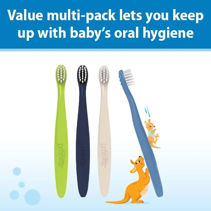 Dr. Brown's Infant-to-Toddler Toothbrush Set Soft & Gentle Manual Toothbrushes for Baby 0-3 Years – 4-Pack thumbnail 6