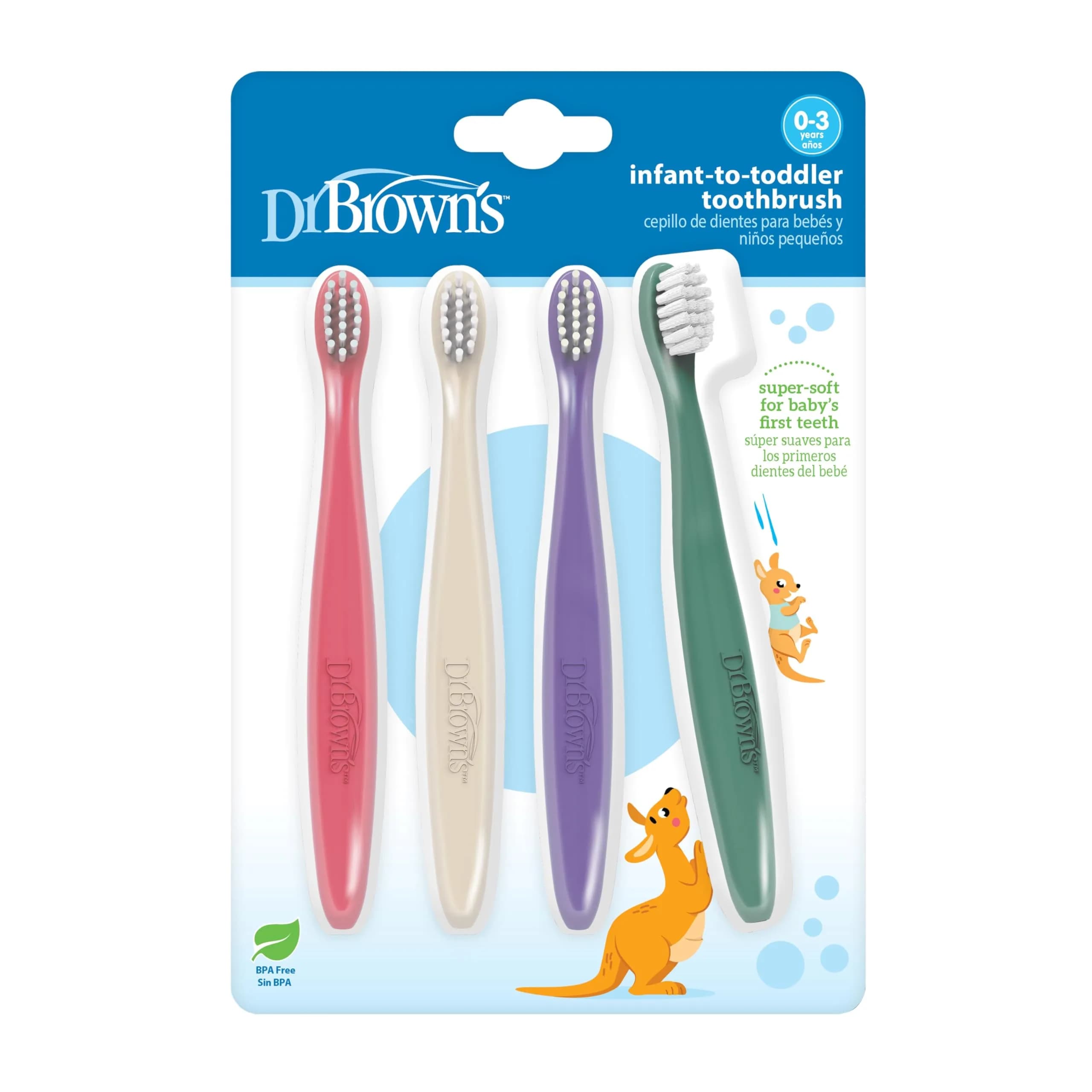 Dr. Brown's Infant-to-Toddler Toothbrush Set, Soft & Gentle, 8-Pack | BPA Free for Baby 0-3 Years — 4-Pack