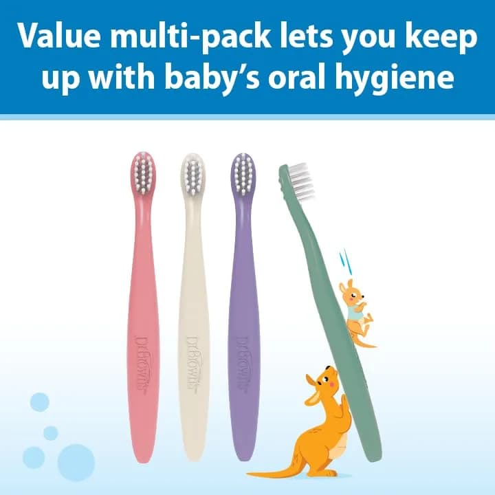 Dr. Brown's Infant-to-Toddler Toothbrush Set, Soft & Gentle Manual Toothbrushes for Baby, 4-Pack | BPA Free, 0-3 Years thumbnail 8