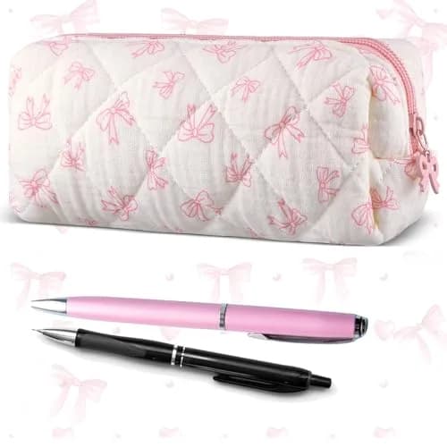 Sherr Coquette Bow Pencil Case Pink Bow 7.48 Inch | Lightweight & Travel Friendly thumbnail 1