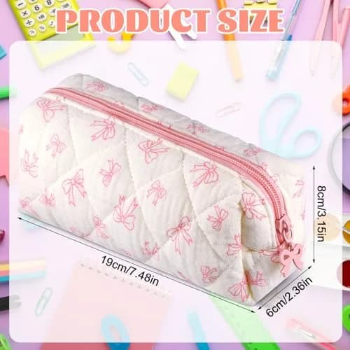 Sherr Coquette Bow Pencil Case Pink Bow 7.48 Inch | Lightweight & Travel Friendly thumbnail 2