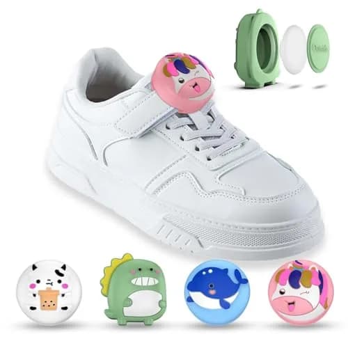BIQIRE AirTag Shoes Holder 4-Pack (Gen 1 & 2) | Waterproof Silicone Cartoon Case for Kids Shoelaces & Straps (Green/White/Blue/Pink) thumbnail 1