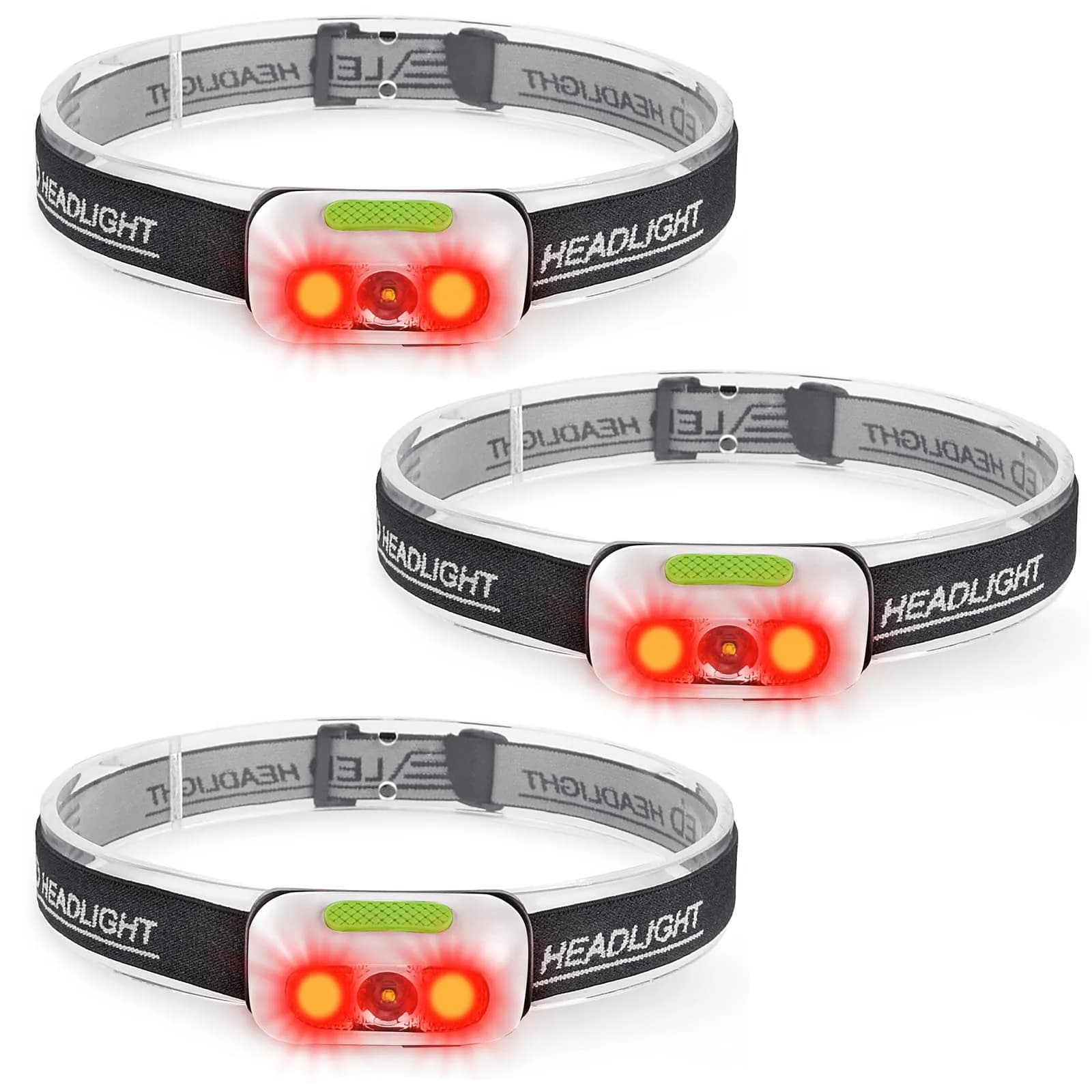 Geekhigh Rechargeable LED Headlamp with Red Light, 500 Lumens | 650 FT Beam Distance — Red Headlight-White