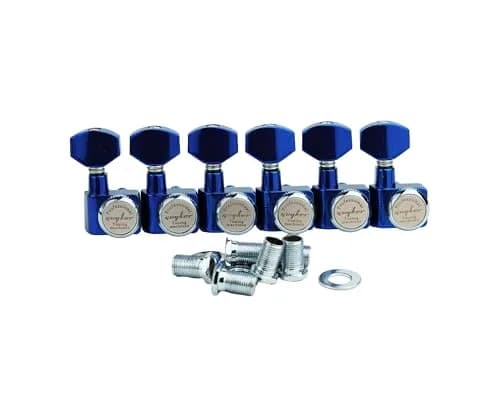 Guyker 6-in-line Guitar Locking Tuners GK434, Blue Chrome (Set of 6) | Precision 1:18 Gear Ratio thumbnail 1
