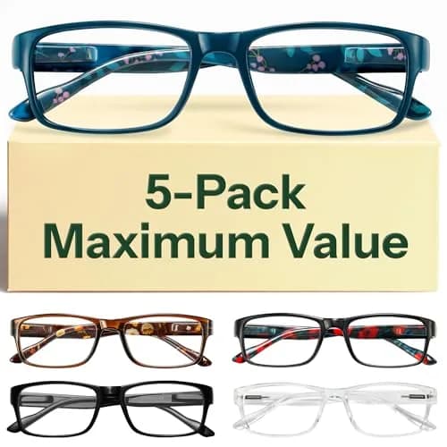 Gaoye 2.5 Professional Reading Glasses for All Day with Blue Light Protection | 5-Pack Flower Vibes thumbnail 1