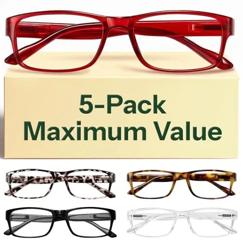 Gaoye Blue Light Reading Glasses 2.25x Magnification (5-Pack) | Anti-Blue Light for All-Day Computer Use thumbnail 1