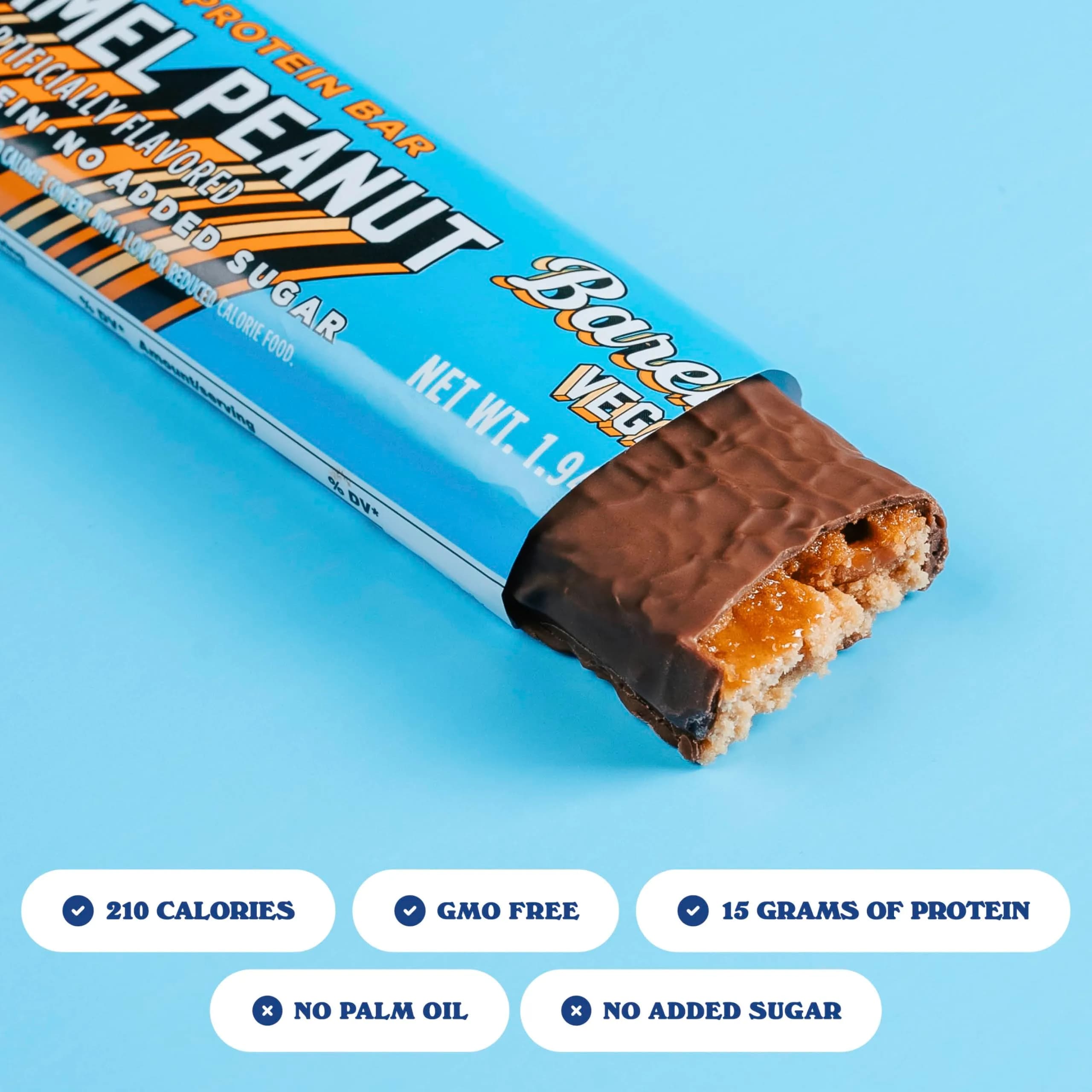 BAREBELLS Vegan Protein Bars Peanut Caramel 24 Count | Plant Based High Protein Snack thumbnail 2
