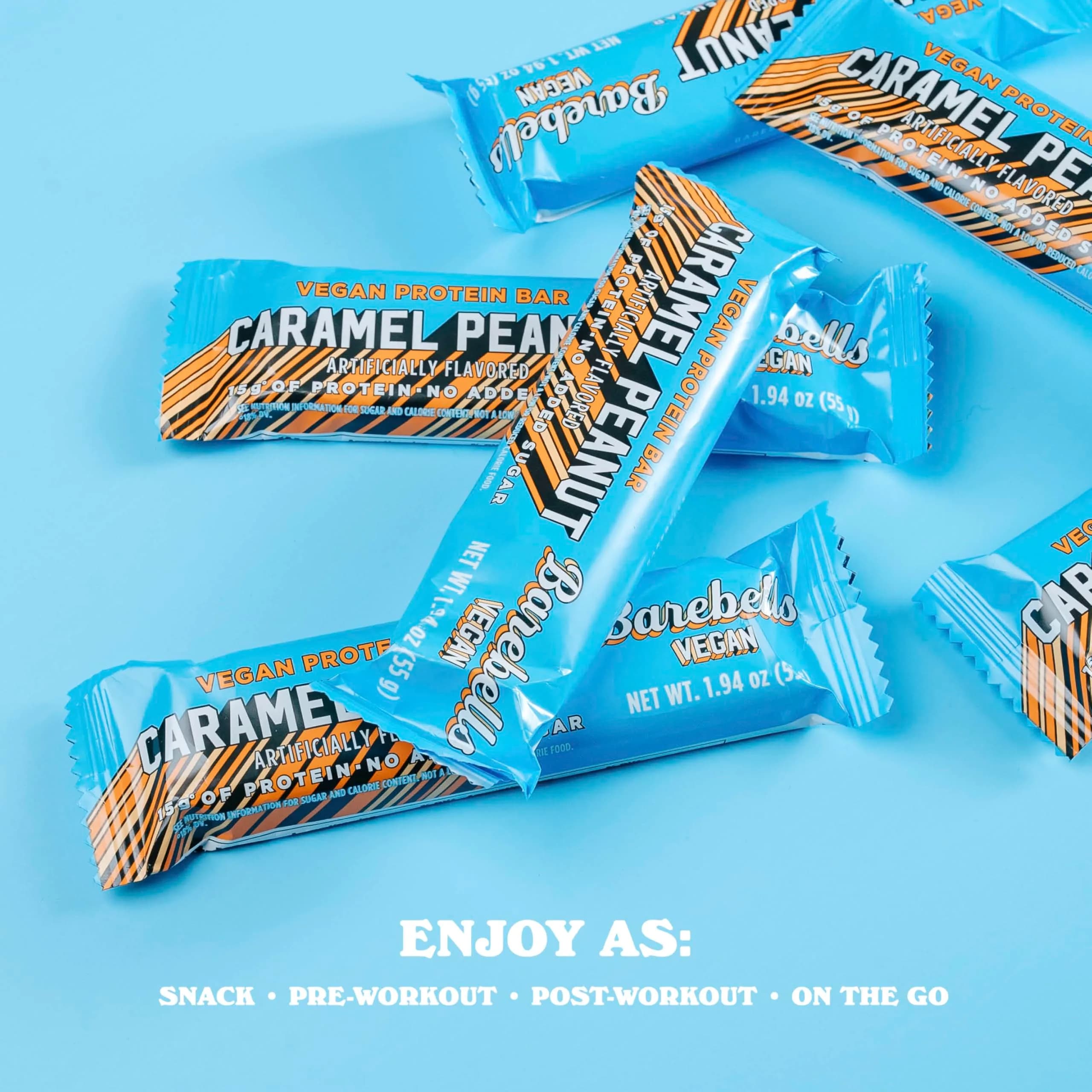 BAREBELLS Vegan Protein Bars Peanut Caramel 24 Count | Plant Based High Protein Snack thumbnail 4