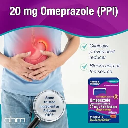 Ohm Omeprazole 20mg Delayed-Release Tablets 14 Count | Acid Reducer for Frequent Heartburn thumbnail 3