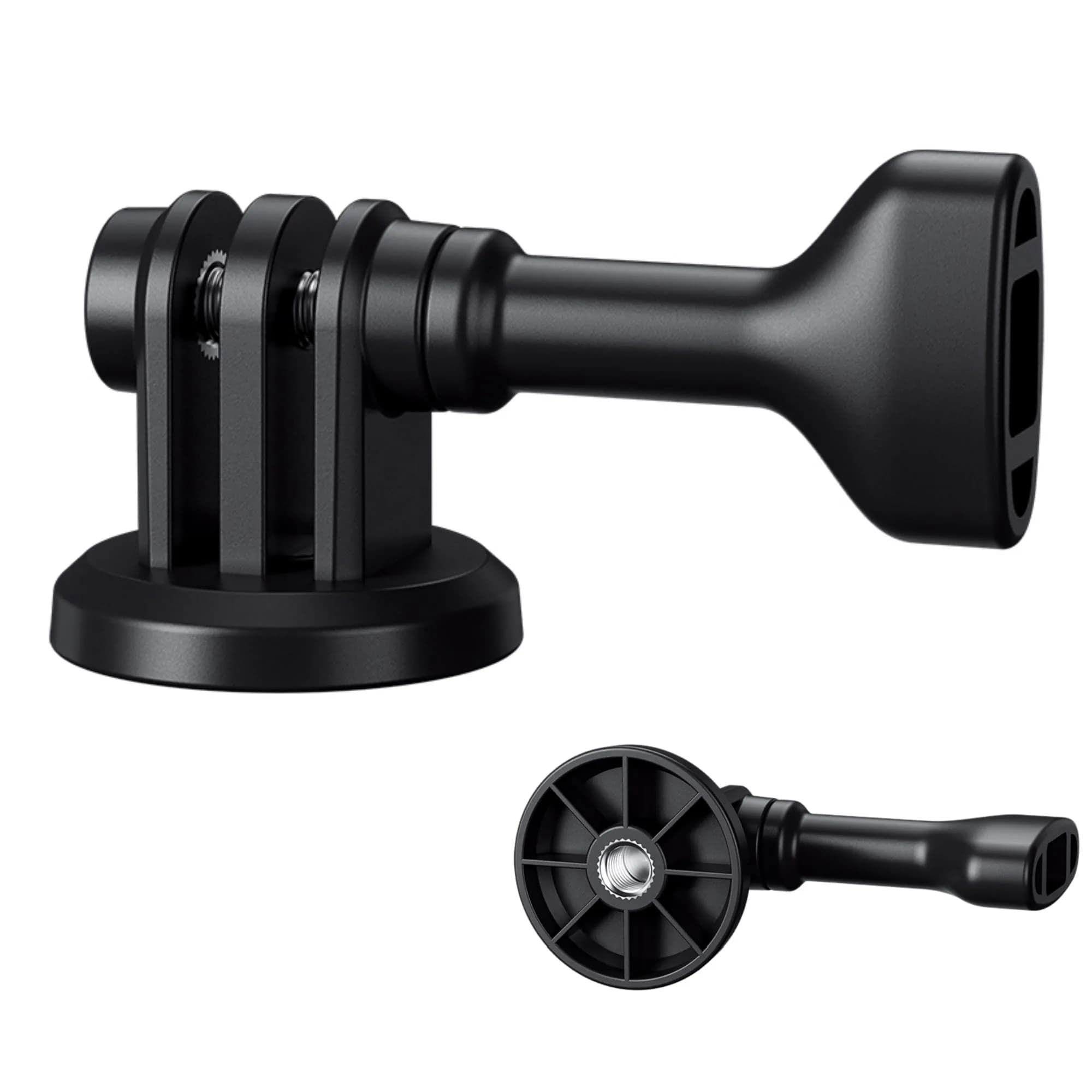 JJC 2-in-1 Action Camera Hot Shoe Mount Adapter with 1/4"-20 Hole & Tilt Adjustment | Black ABS Material — Black
