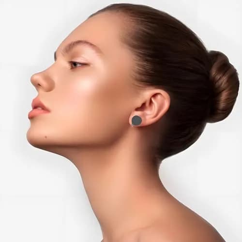 Dtexhif Black Keloid Pressure Clip-On Earrings for Women Men | 0.47 inch (1.2 cm) thumbnail 2