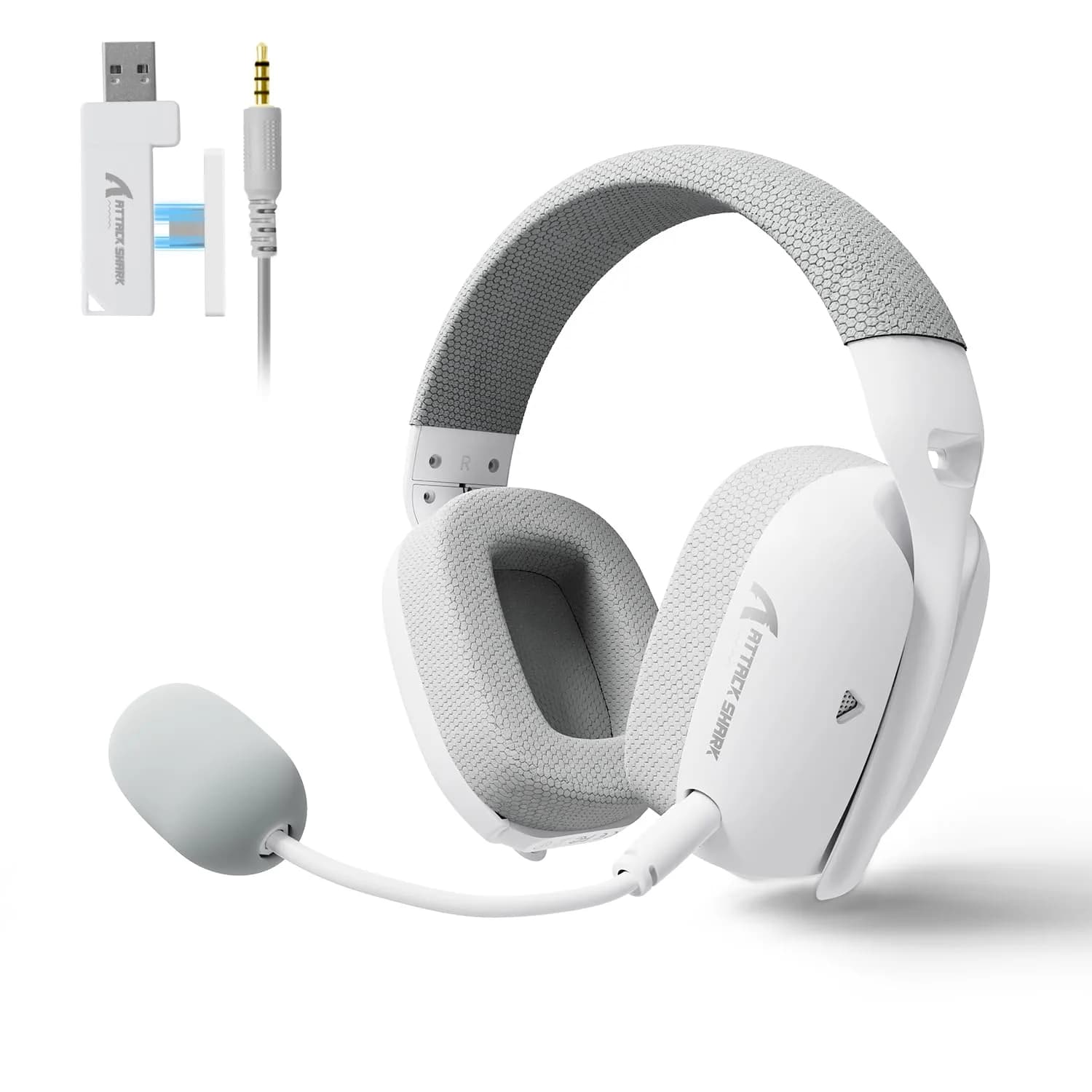 ATTACK SHARK L80 PRO Wireless Gaming Headset with Detachable Mic & Tri-Mode Connectivity (White) - main product image