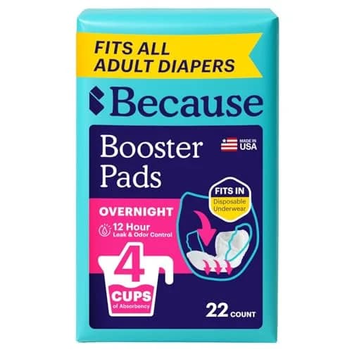 Because Overnight Booster Pads Fits All Adult Diapers | Extra Absorbency for Night Use thumbnail 1