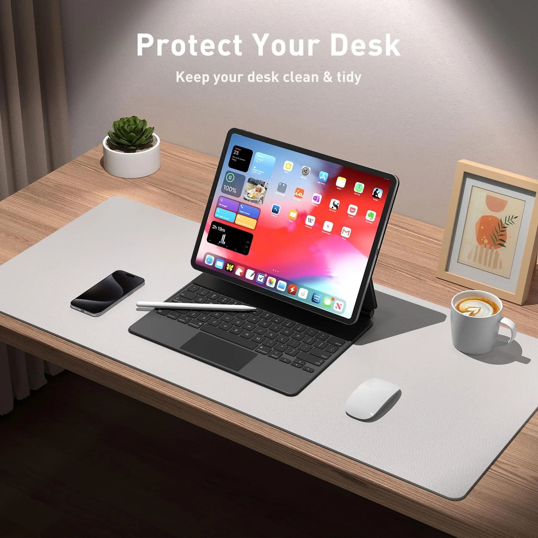 Aothia Large PU Leather Desk Pad Protector (48" x 17") | Smooth Ink Flow & Fade-Resistant Surface thumbnail 4