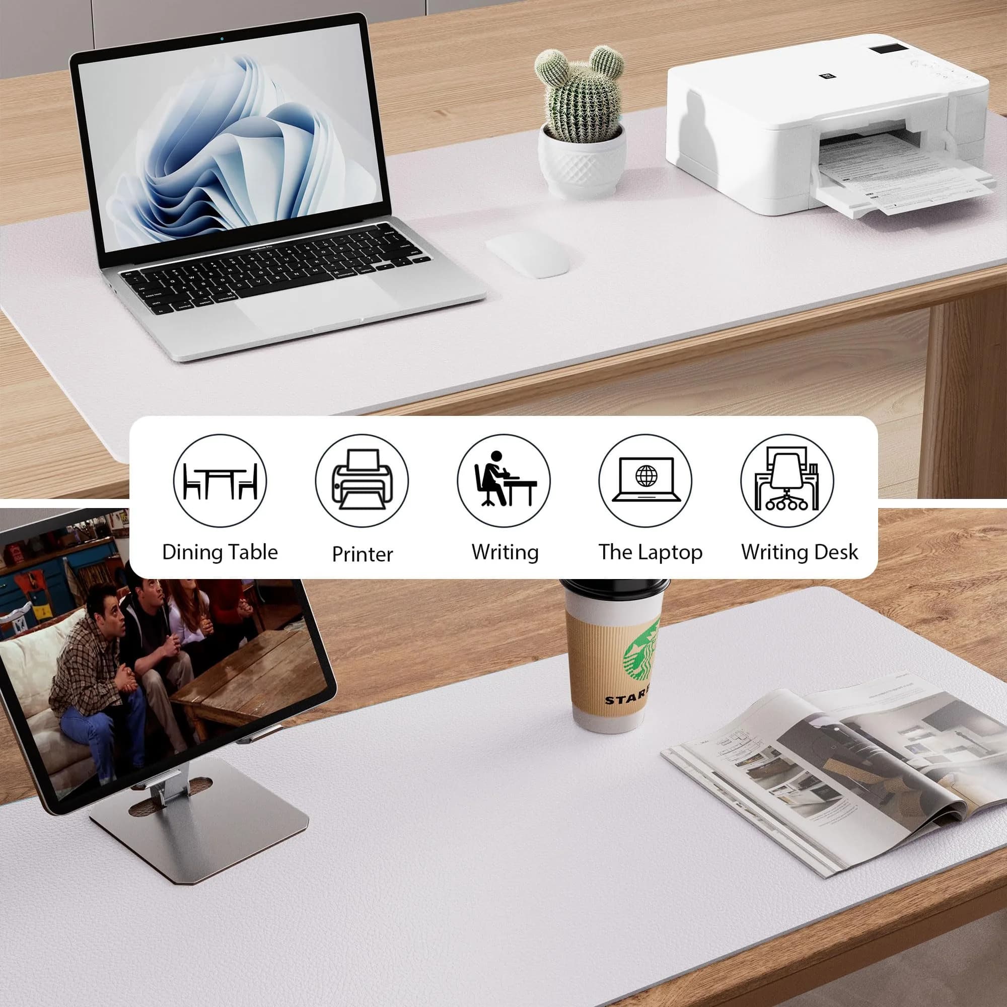 Aothia Large PU Leather Desk Pad Protector (48" x 17") | Smooth Ink Flow & Fade-Resistant Surface thumbnail 5