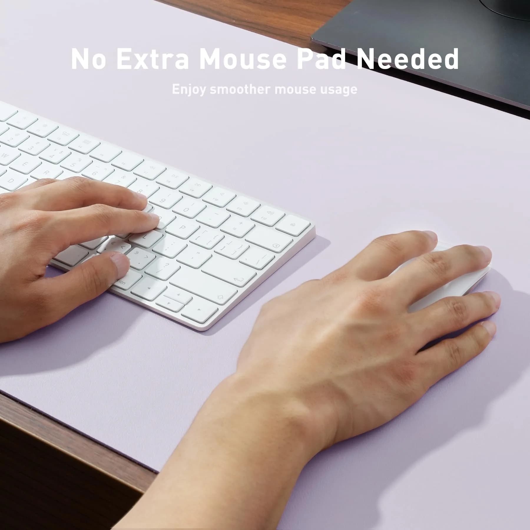 Aothia Large PU Leather Desk Pad Protector Soft Lavender 48" x 17" | Smooth Ink Flow Desk Pad thumbnail 3