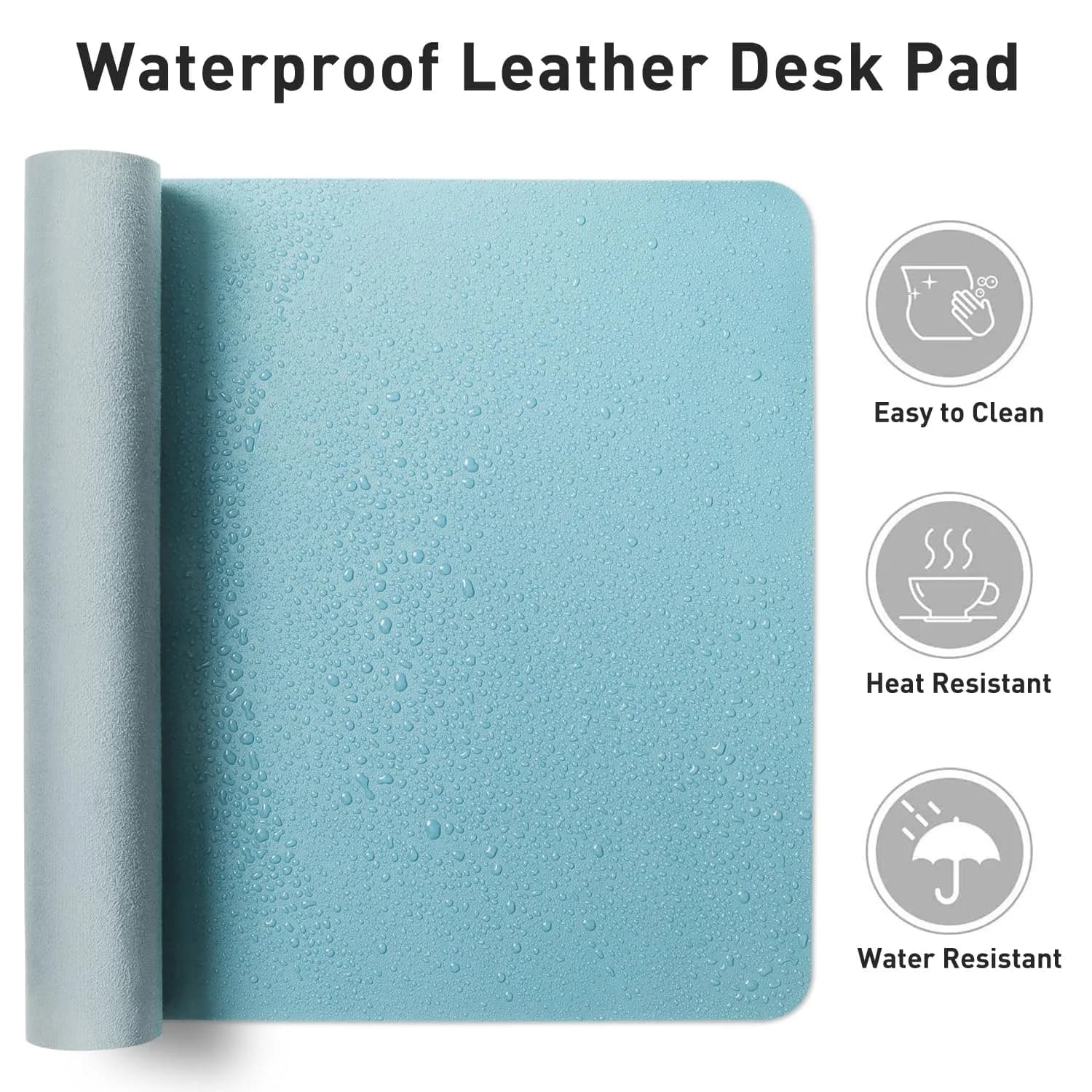 Aothia Large PU Leather Desk Pad Protector – Non-Slip Mouse Pad & Writing Mat, 48" x 17" Blue Topaz thumbnail 7