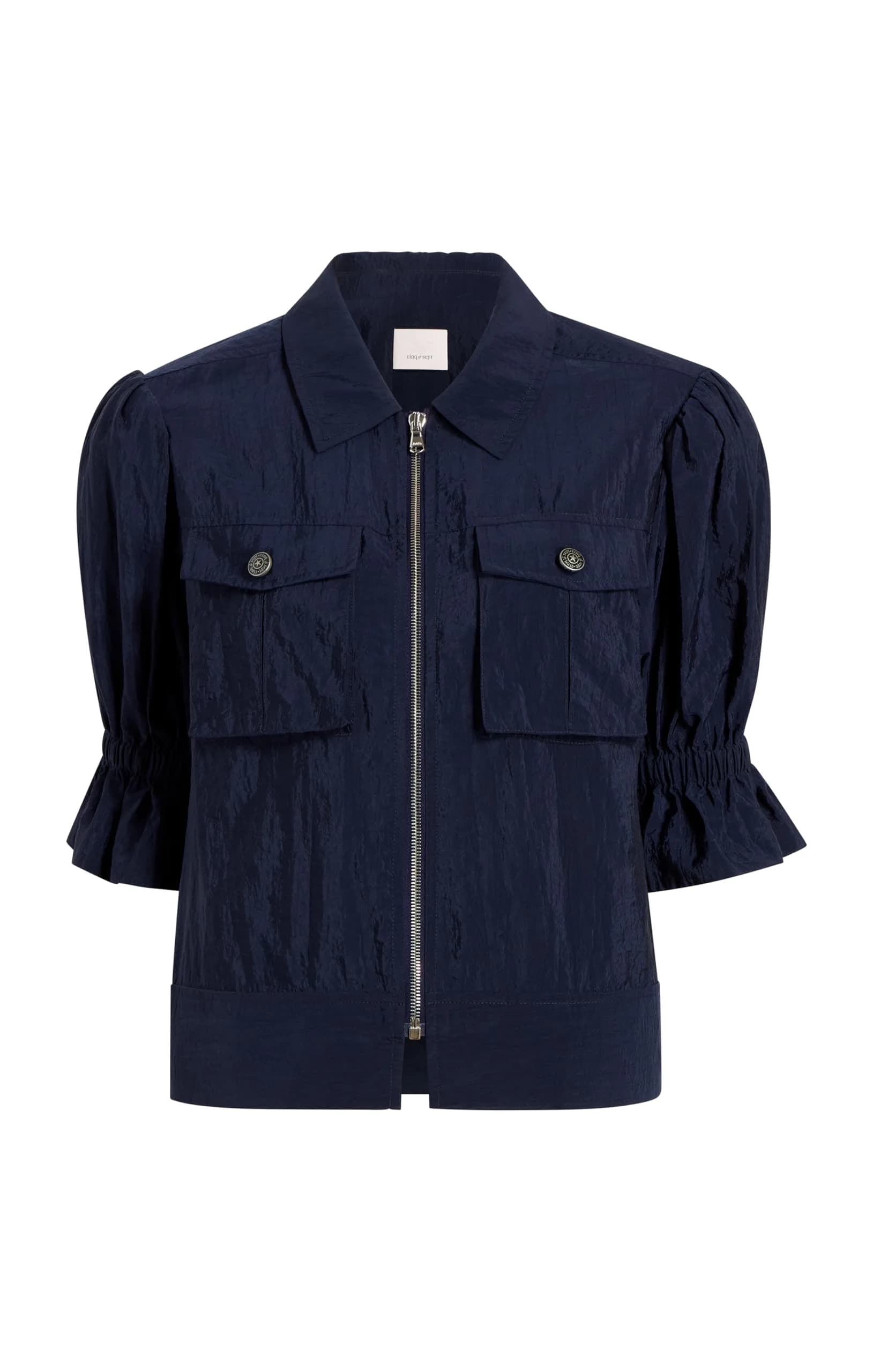 Cinq à Sept Holly Parachute Jacket S | White, Regular Fit, Lightweight — Navy XS