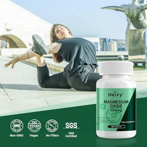 Heivy Magnesium Oxide 400mg | Made in USA, 120 Tablets for Muscle & Nervous Support thumbnail 5
