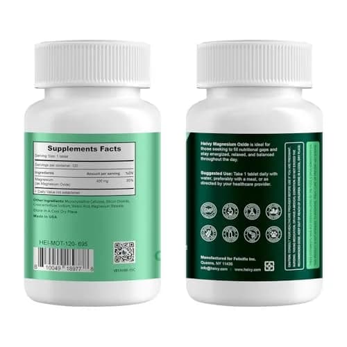 Heivy Magnesium Oxide 400mg | Made in USA, 120 Tablets for Muscle & Nervous Support thumbnail 2