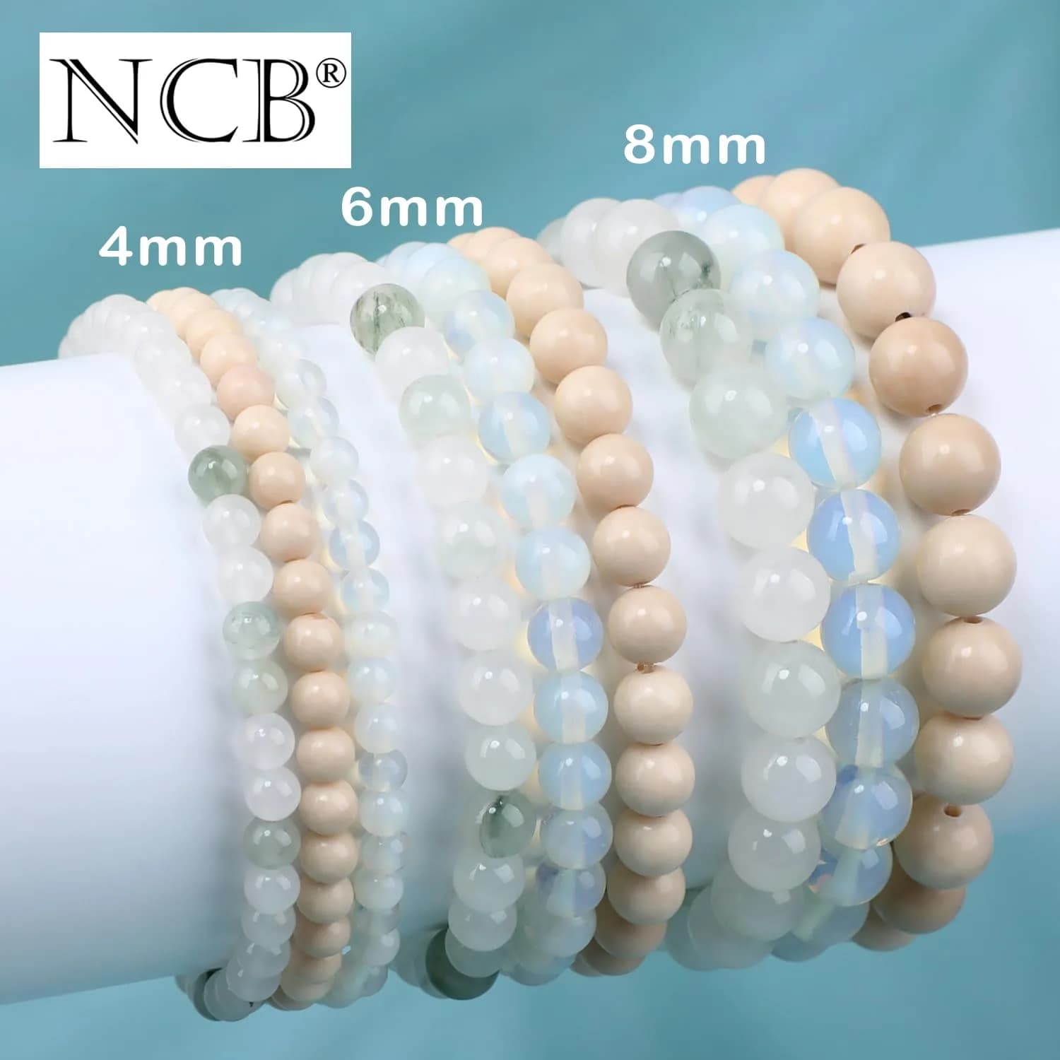 NCB 3-Piece 8mm Natural Crystal Gemstone Stretch Bracelets | Handmade Reiki Energy Healing Jewelry for Meditation, Yoga, Unisex thumbnail 4