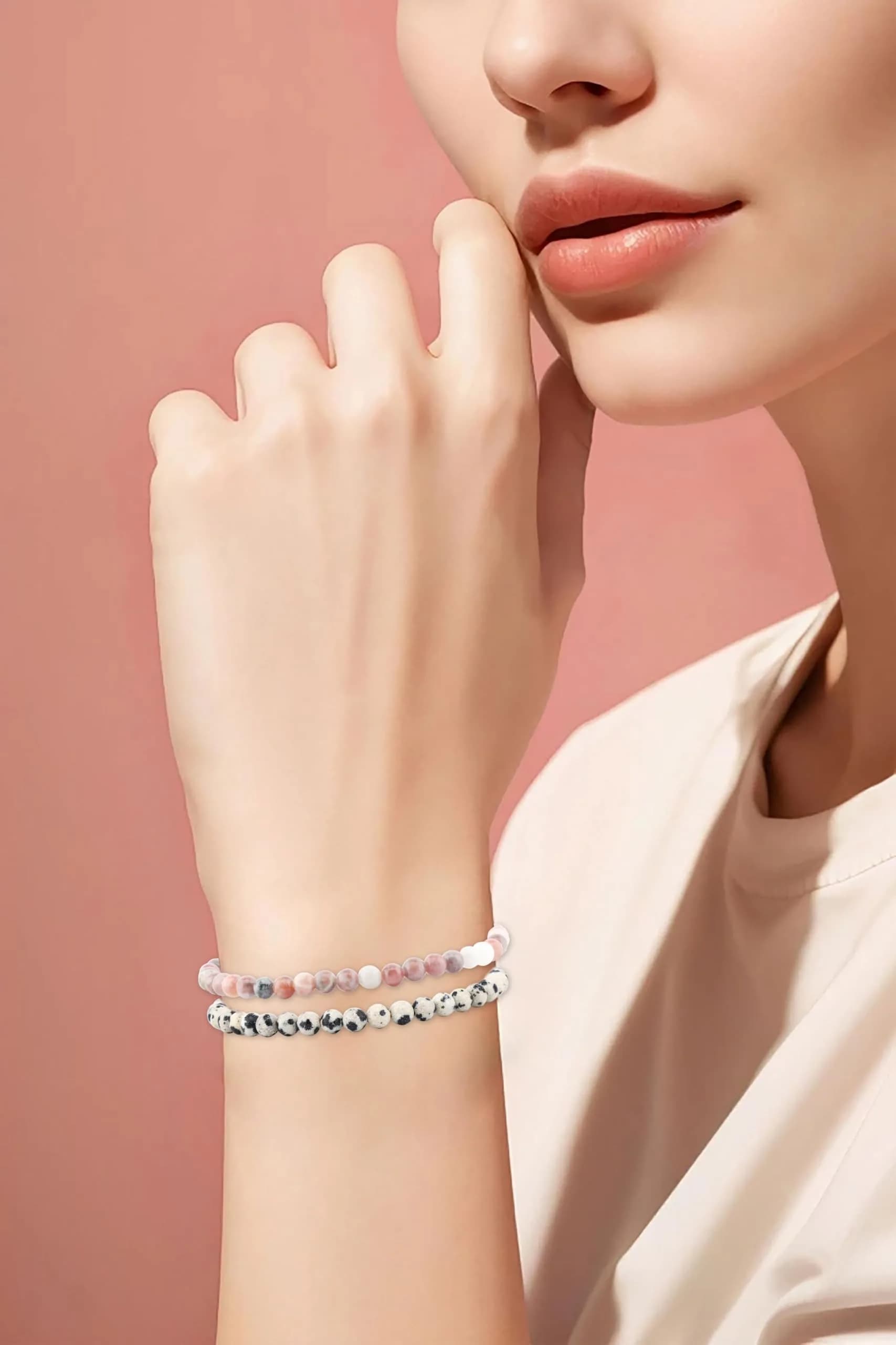 NCB 2-Piece 4mm Natural Crystal Gemstone Stretch Bracelets | Handmade Reiki Energy Healing Jewelry thumbnail 5