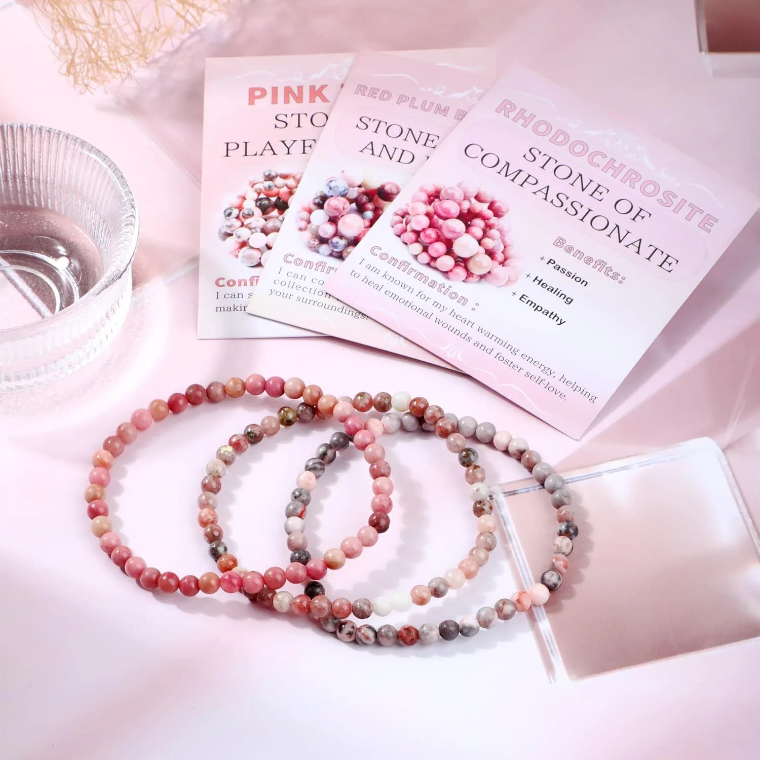 NCB 3-Piece 4mm Natural Crystal Gemstone Stretch Bracelets | Reiki Energy Healing Jewelry thumbnail 2