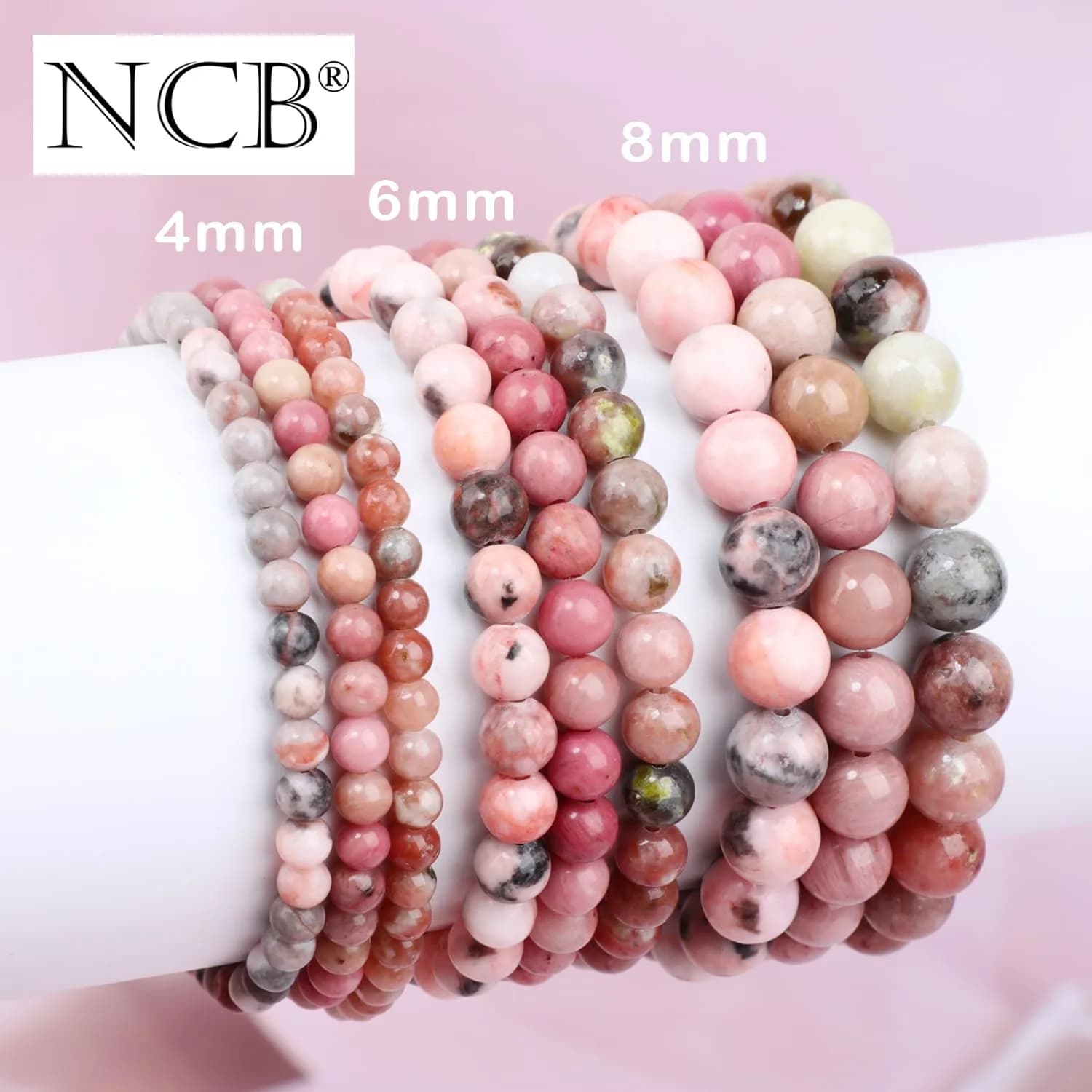 NCB 3-Piece 4mm Natural Crystal Gemstone Stretch Bracelets | Reiki Energy Healing Jewelry thumbnail 4