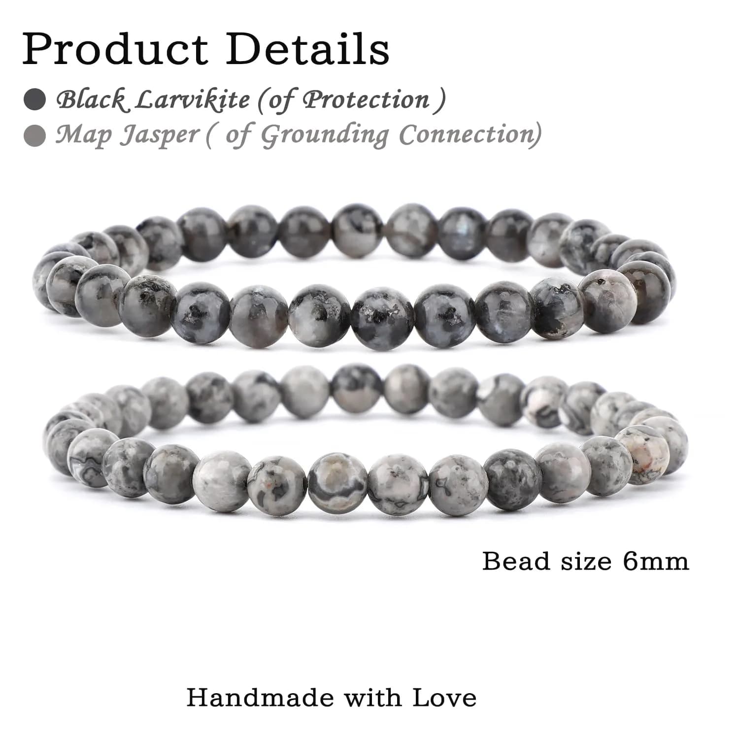 NCB 2-Piece 6mm Natural Crystal Gemstone Stretch Bracelets | Handmade Reiki Energy Healing Jewelry for Meditation, Yoga, Unisex - main product image
