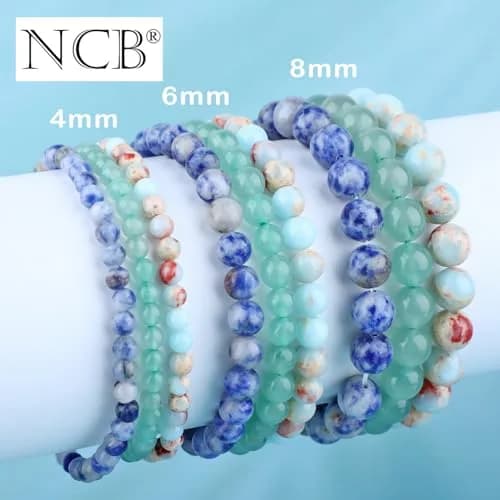 NCB 4mm Natural Crystal Gemstone Stretch Bracelets Set (3 Bracelets) | Handmade Reiki Energy Healing Jewelry thumbnail 5