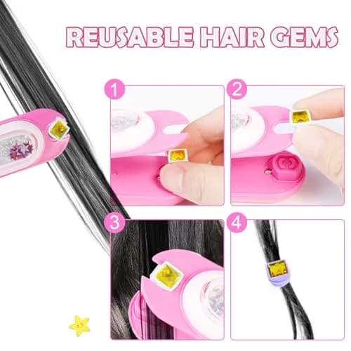 kidzkube Hair Gem Stamper Kit Pink | Reusable Shining Diamonds for Girls Ages 3-12 thumbnail 2