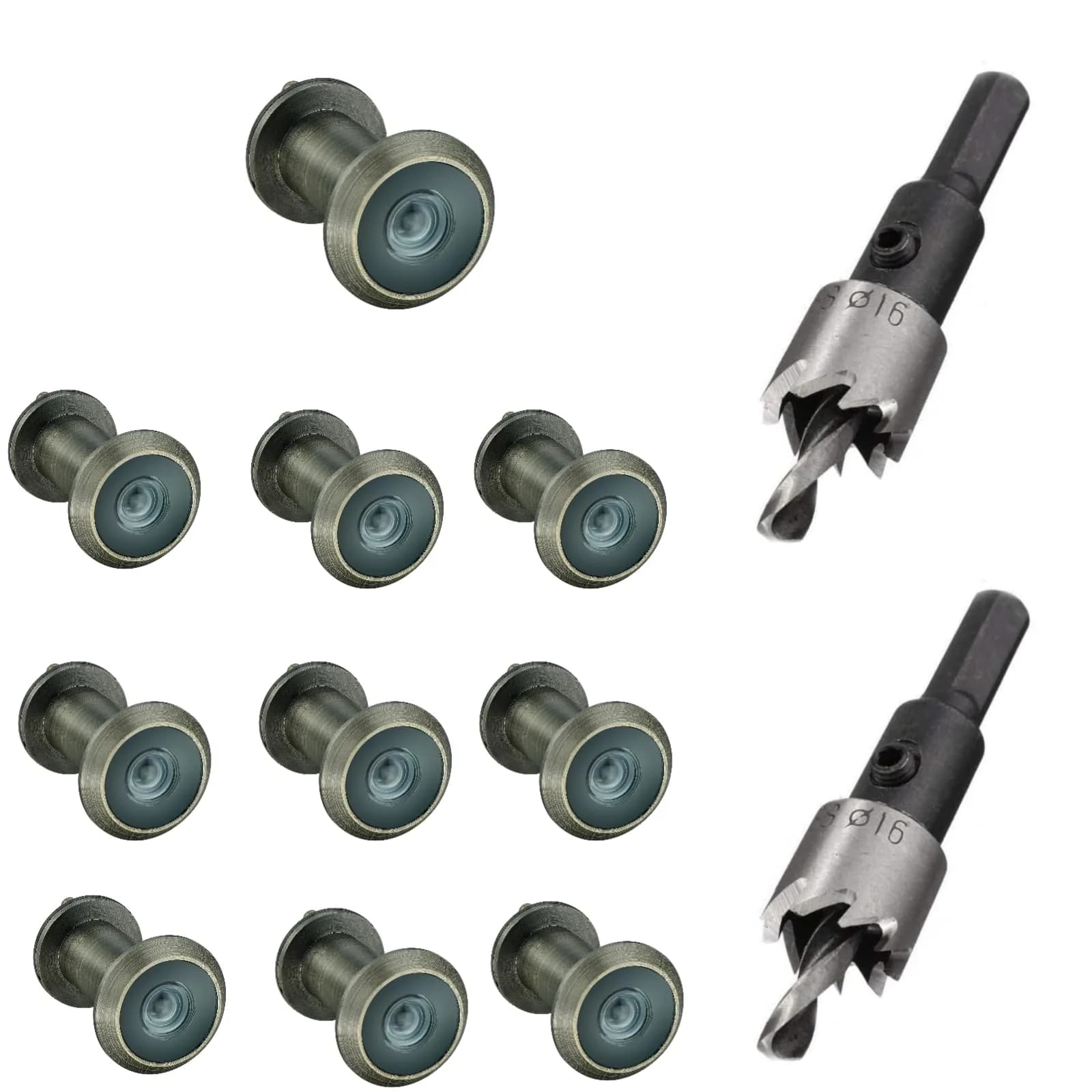 TOGU Solid Brass Door Peephole Viewer 220-Degree Wide Angle, Antique Bronze Finish | 10-Pack with Drill Bit, Fits 35-55mm Doors