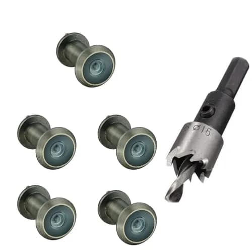 TOGU 220-Degree Solid Brass Door Peephole Viewer with Privacy Cover & 16mm Drill Bit | 5-Pack Antique Bronze thumbnail 1