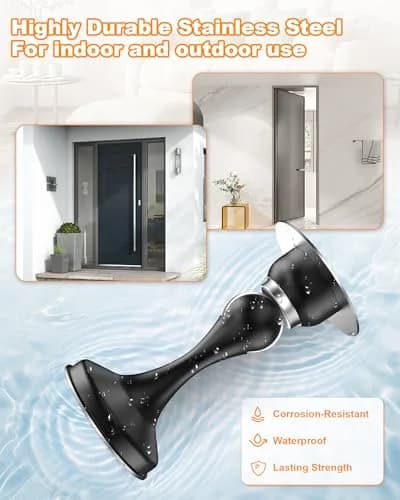 Crosize Magnetic Door Stoppers 8 Pack, Stainless Steel, Black | Strong Magnetism for Wall Protection thumbnail 6