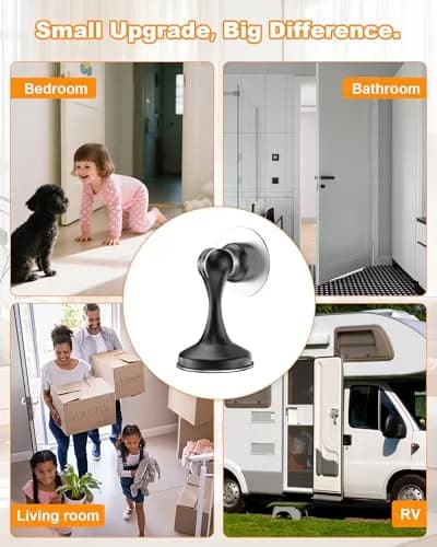 Crosize Magnetic Door Stoppers 8 Pack, Stainless Steel, Black | Strong Magnetism for Wall Protection thumbnail 7