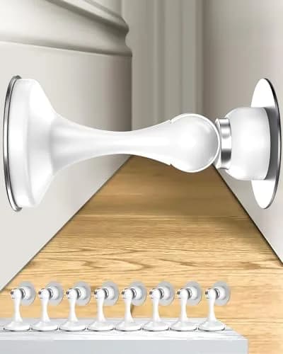 Crosize Magnetic Door Stoppers 8 Pack, Stainless Steel Door Stops, White | Strong Magnetism for Heavy Doors thumbnail 1
