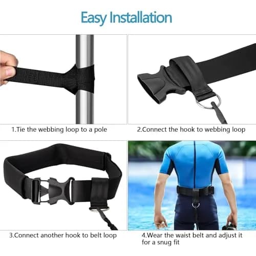 Hikeen Swimming Training Belt 2-Pack | Stationary Swim Harness with 4M Tether for Endless Pools thumbnail 4