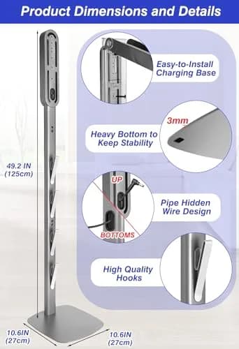 Haturi Metal Vacuum Stand for Dyson Cordless Vacuums | Heavy-Duty Organizer with 4 Hooks thumbnail 7