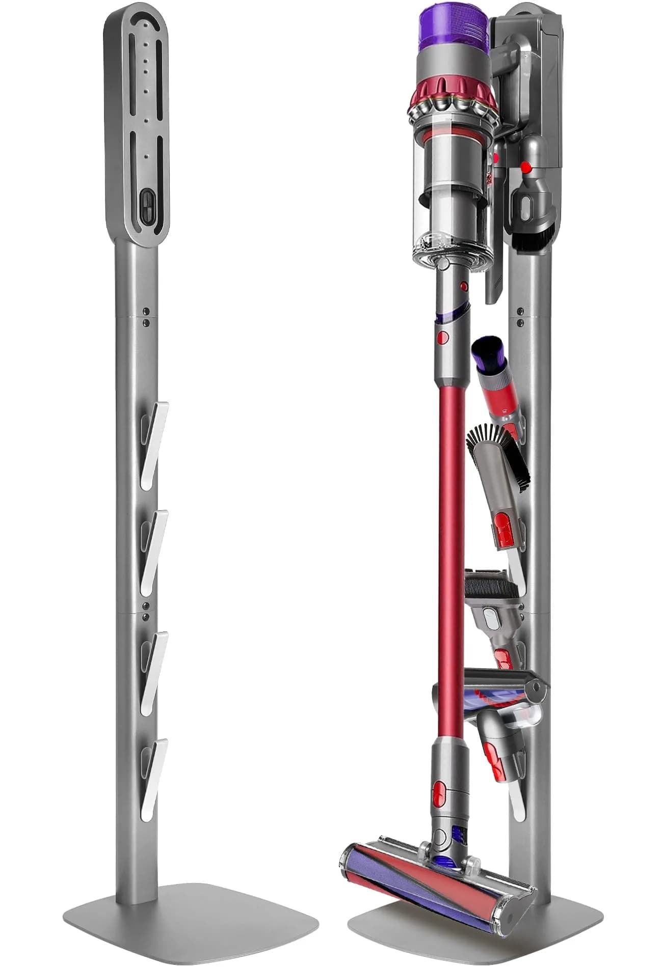 Haturi Metal Vacuum Stand for Dyson Cordless Vacuums | Heavy-Duty Organizer with 4 Hooks