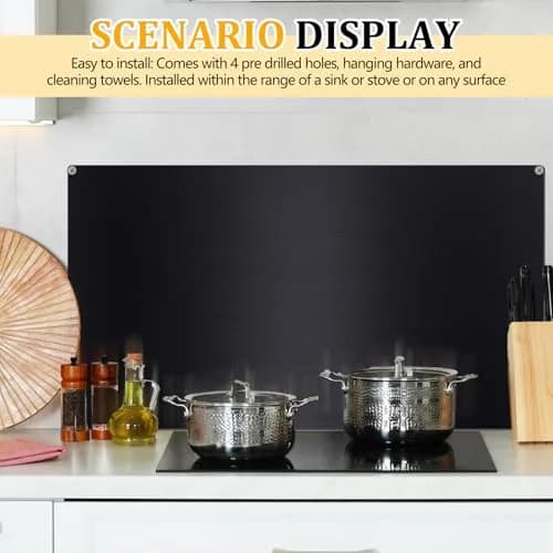 Yaocom Stainless Steel Backsplash 61x91 cm (24x36 Inch) | Protects Walls from Splatter thumbnail 5