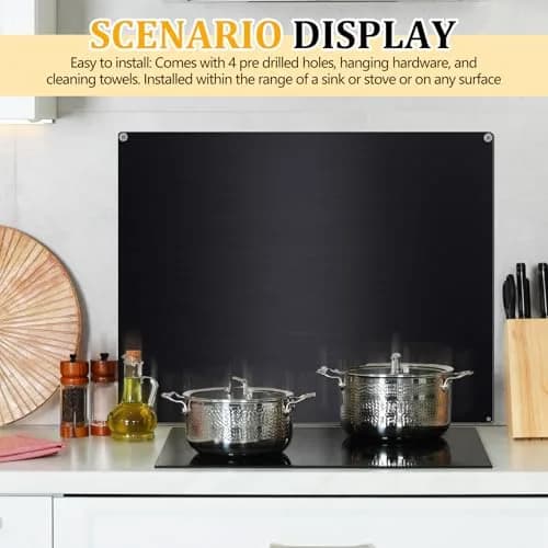 Yaocom Black Stainless Steel Backsplash 24 x 30 Inches | Protects Walls from Splatter thumbnail 5