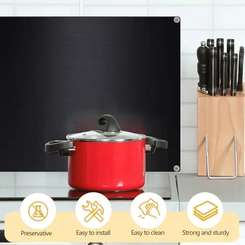 Yaocom Black Stainless Steel Backsplash 24 x 30 Inches | Protects Walls from Splatter thumbnail 6