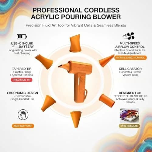 NISITEM Cordless 6-Nozzle Paint Blower | Fluid Art & Dutch Pour Tool, 1 Count thumbnail 5