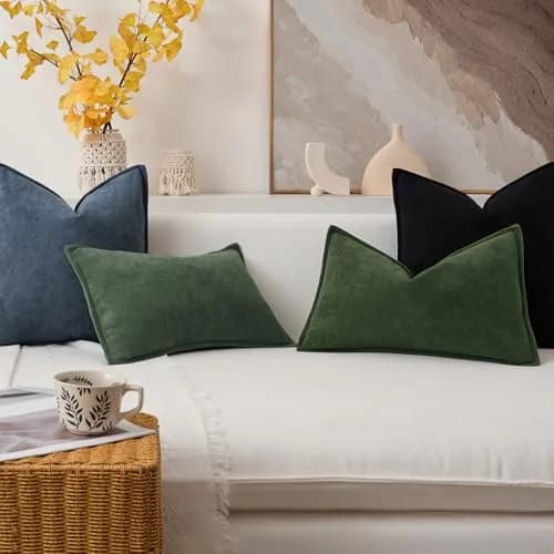 K KEVIN TEXTILE Moss Green 20x20 Inch (50.8x50.8 cm) 2-Pack Waterproof Boucle Pillow Covers | Modern Farmhouse Accent thumbnail 7