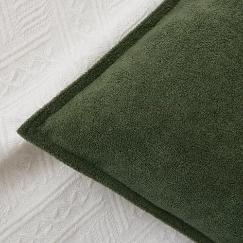 K KEVIN TEXTILE Moss Green 20x20 Inch (50.8x50.8 cm) 2-Pack Waterproof Boucle Pillow Covers | Modern Farmhouse Accent thumbnail 2