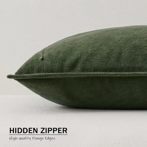K KEVIN TEXTILE Moss Green 20x20 Inch (50.8x50.8 cm) 2-Pack Waterproof Boucle Pillow Covers | Modern Farmhouse Accent thumbnail 3